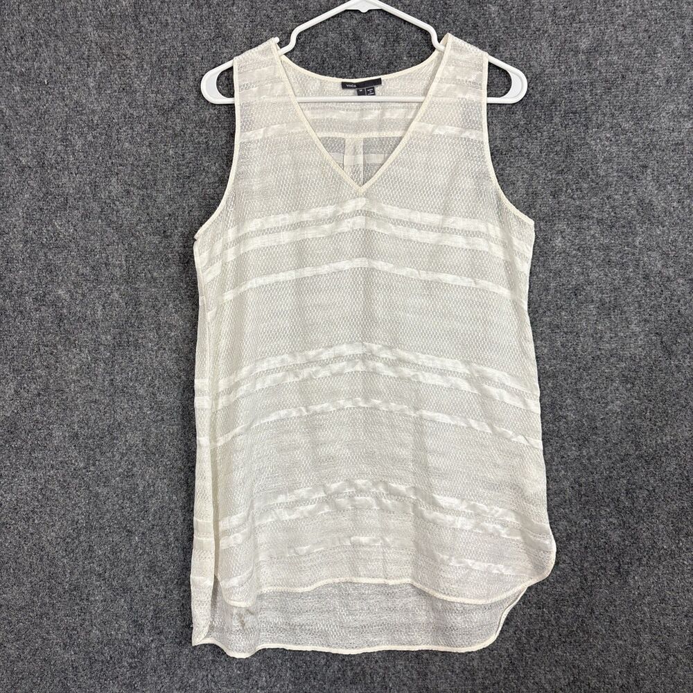 VINCE Top Blouse  Womens Size M Cream Silky Designer Sheer